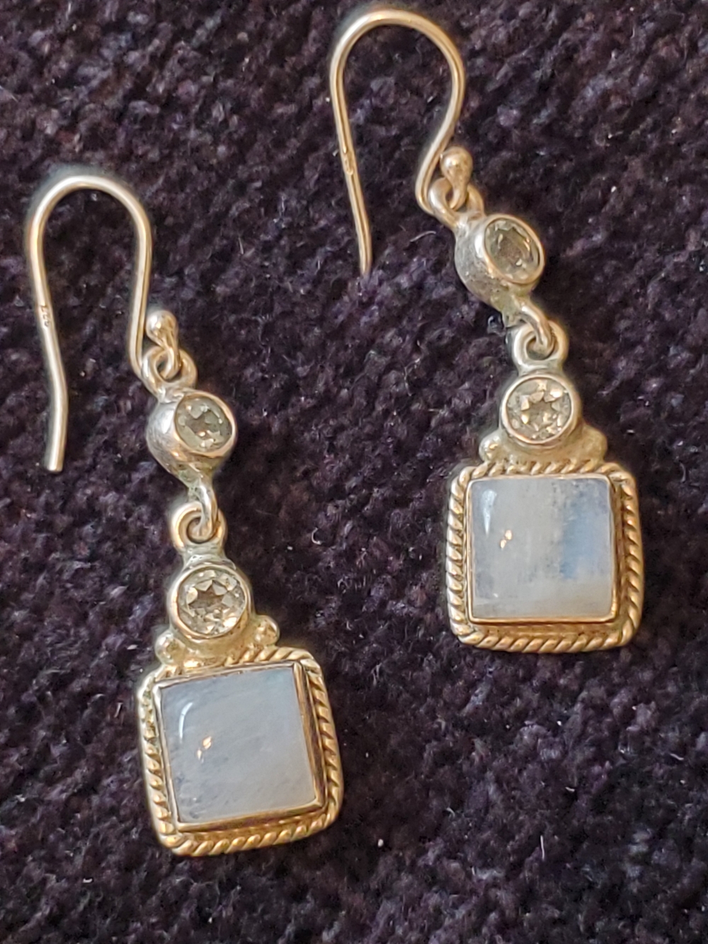 Sterling Silver Moonstone Stone Drop Earrings